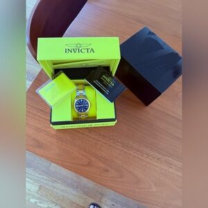 Invicta Silver, gold and Blue Men's Watch